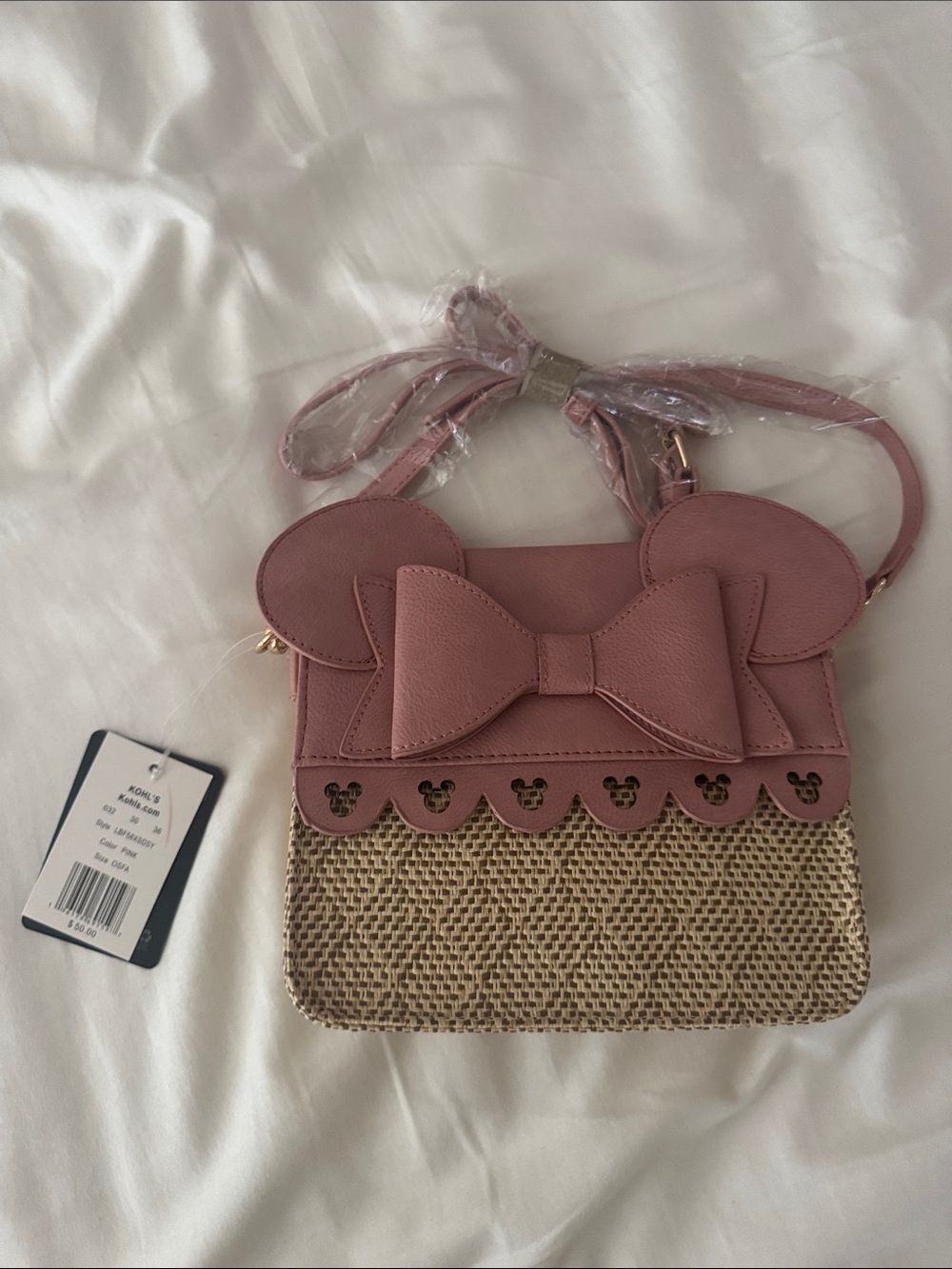 Disney Minnie Mouse Mauve Pink Bow Crossbody Bag - Picture 2 of 3